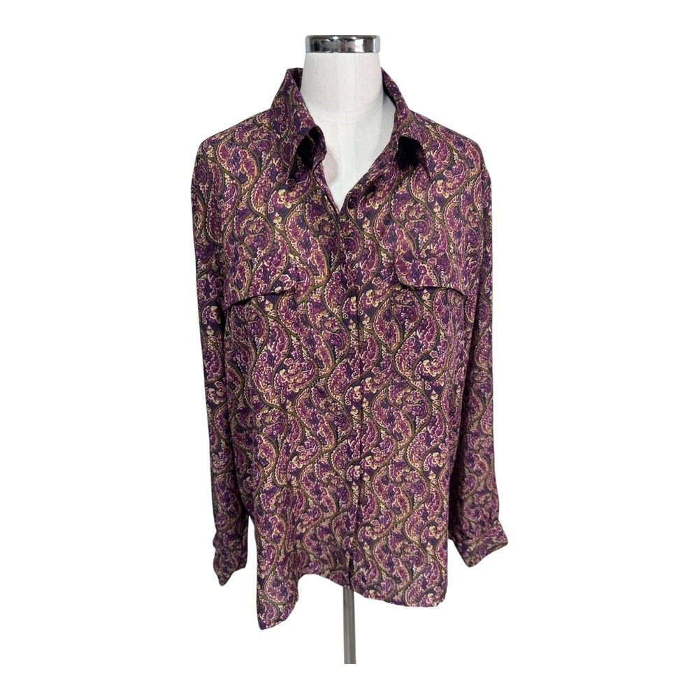 Vintage Shaver Lake Paisley Button Down Shirt Boho Hippie Cowboy Pockets Men's L